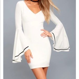 Lulus white bell sleeved dress